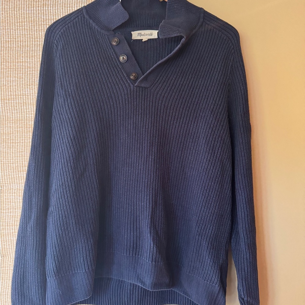 Madewell Men’s - Navy Blue Knit Sweater Polo